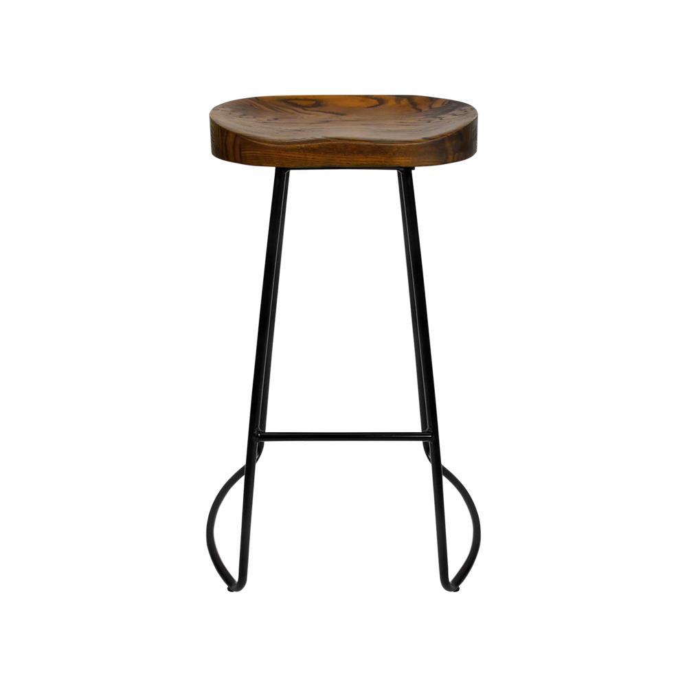 Artiss Set of 4 Elm Wood Backless Bar Stools featuring black legs and elegant wooden seats, perfect for modern industrial decor.