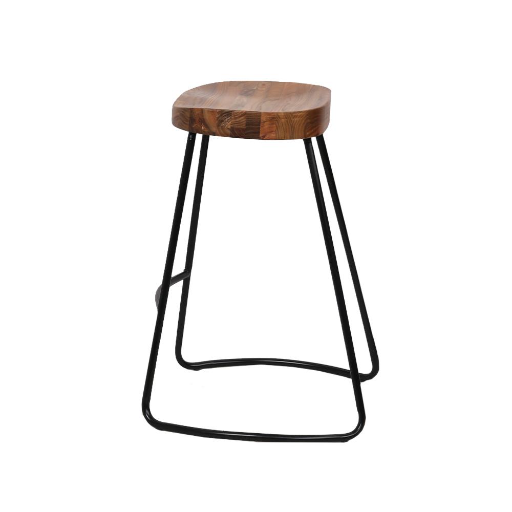 Artiss Set of 4 Elm Wood Backless Bar Stools featuring black legs and elegant wooden seats, perfect for modern industrial decor.