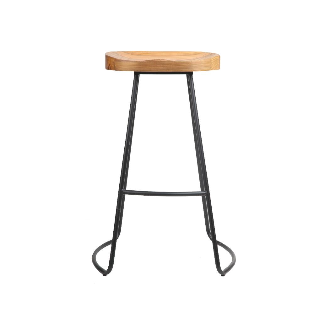 Artiss Set of 4 Elm Wood Backless Bar Stools featuring black legs and light wooden seats, designed for modern industrial decor.