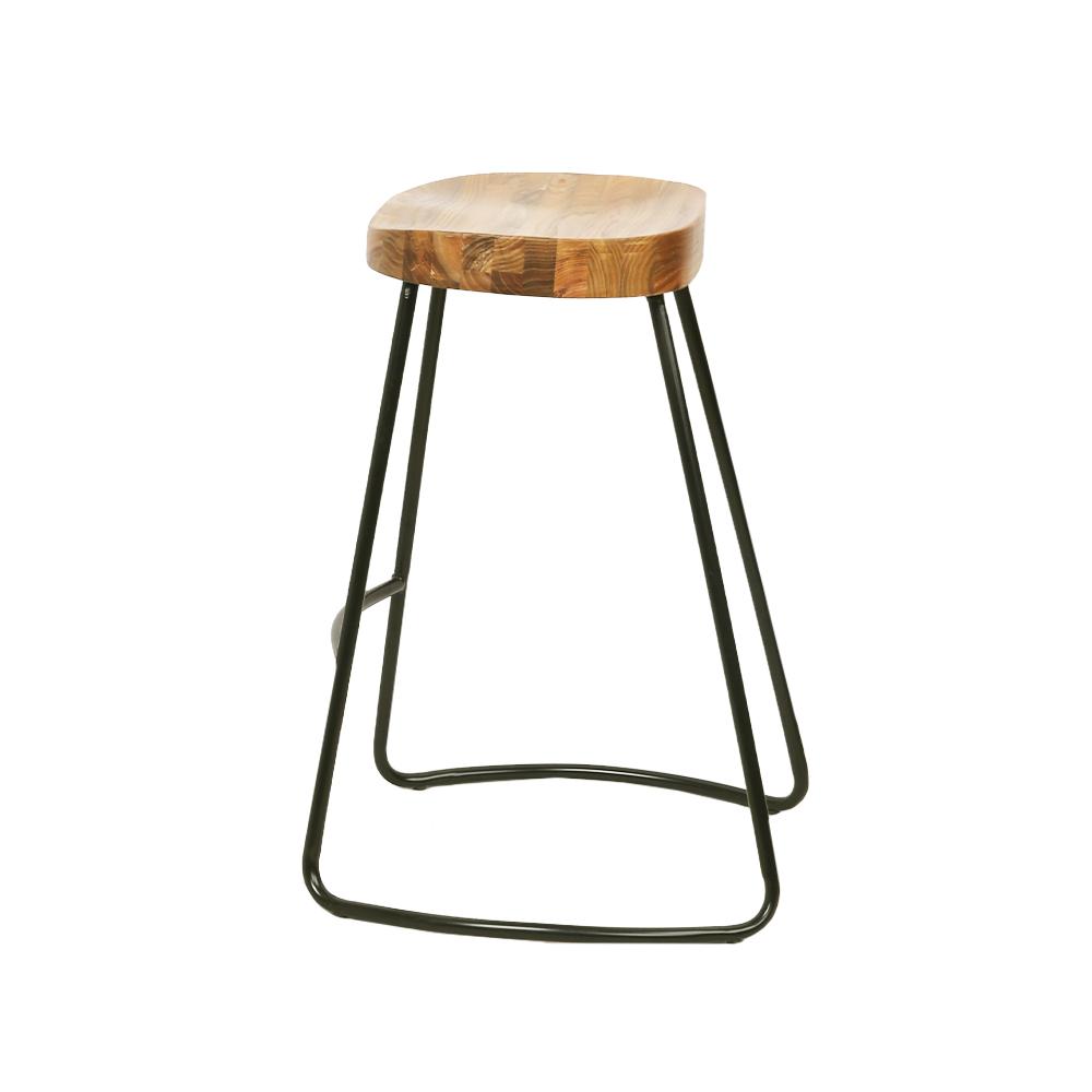 Artiss Set of 4 Elm Wood Backless Bar Stools featuring black legs and light wooden seats, designed for modern industrial decor.