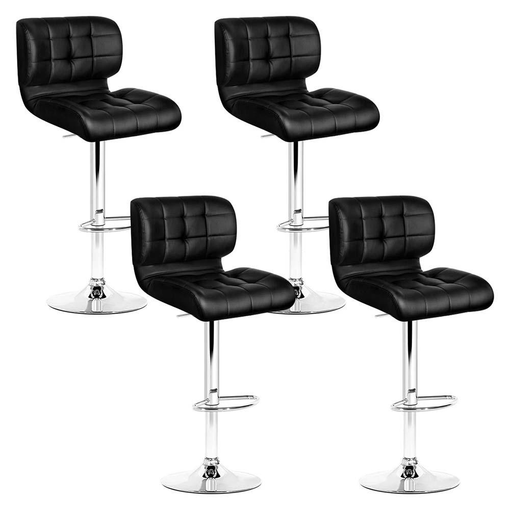 Artiss Set of 4 PU Leather Gas Lift Bar Stools in Black with Chrome Base, showcasing plush seats and adjustable height features.