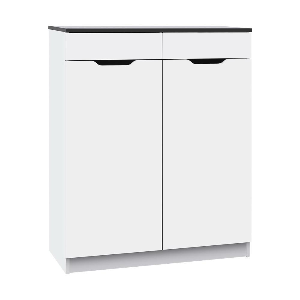 Artiss Shoe Cabinet in white with high gloss finish, showcasing adjustable shelves and smooth drawers for organized shoe storage.