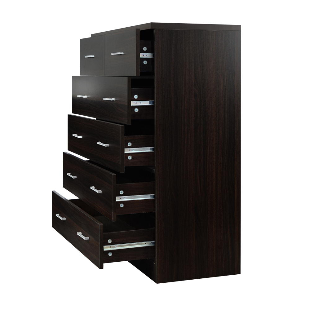 Artiss Tallboy 6 Drawers Storage Cabinet in Walnut, featuring six spacious drawers and elegant handles, perfect for modern home decor.