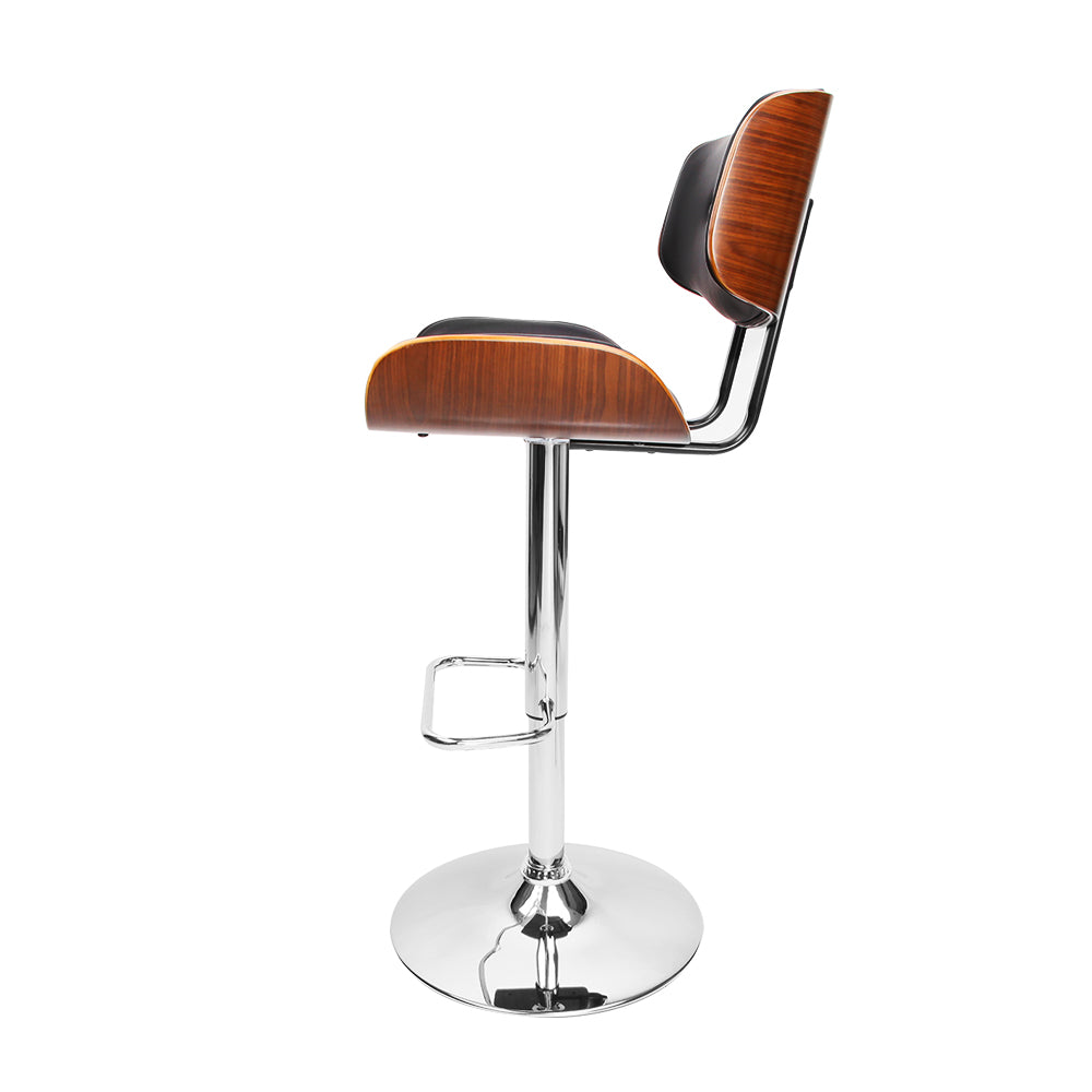 Artiss Wooden Gas Lift Bar Stool featuring a black PU leather seat and a chrome base, showcasing its elegant design and sturdy construction.