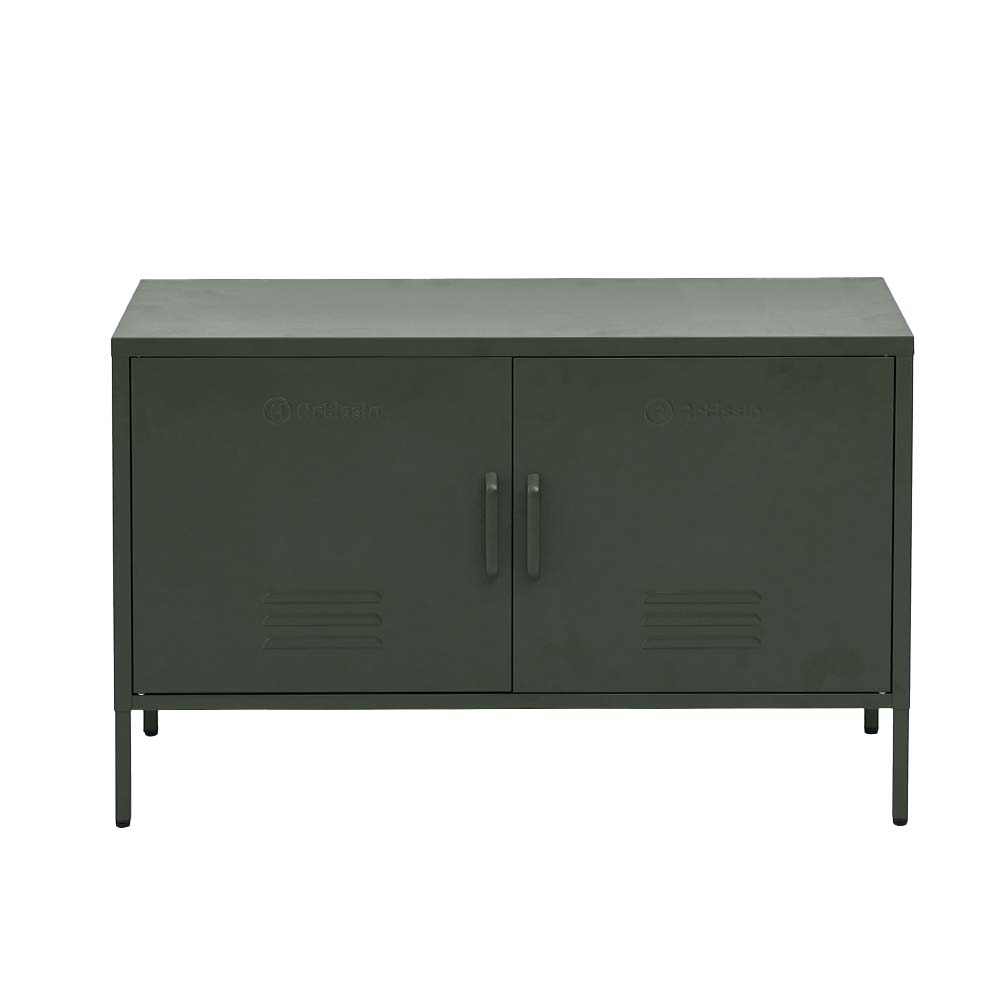 ArtissIn Base Metal Locker Storage Shelf Organizer Cabinet Buffet in vibrant green, showcasing its stylish design and ample storage space.