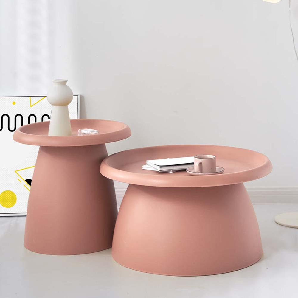 ArtissIn Coffee Table in pink, featuring a mushroom design with smooth rounded corners and a wide pedestal base, perfect for modern interiors.