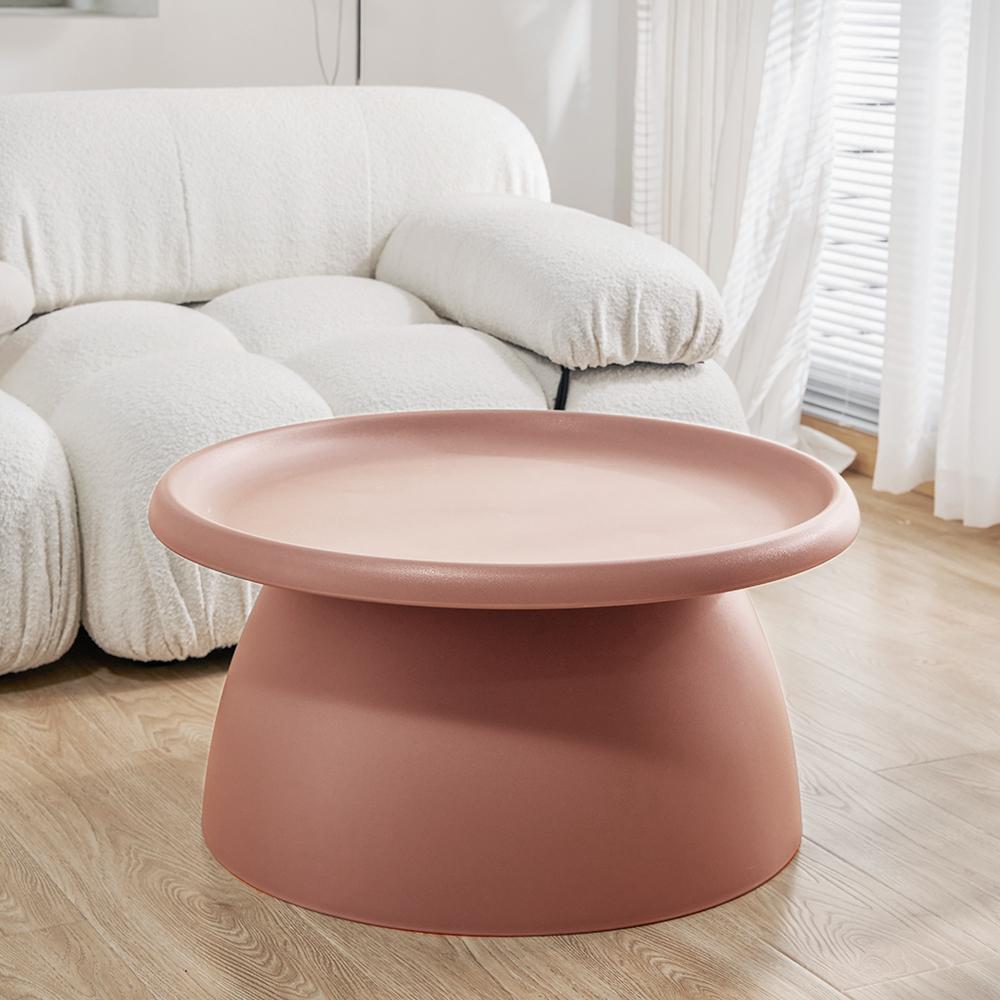 ArtissIn Coffee Table in pink, featuring a mushroom design with smooth rounded corners and a wide pedestal base, perfect for modern interiors.