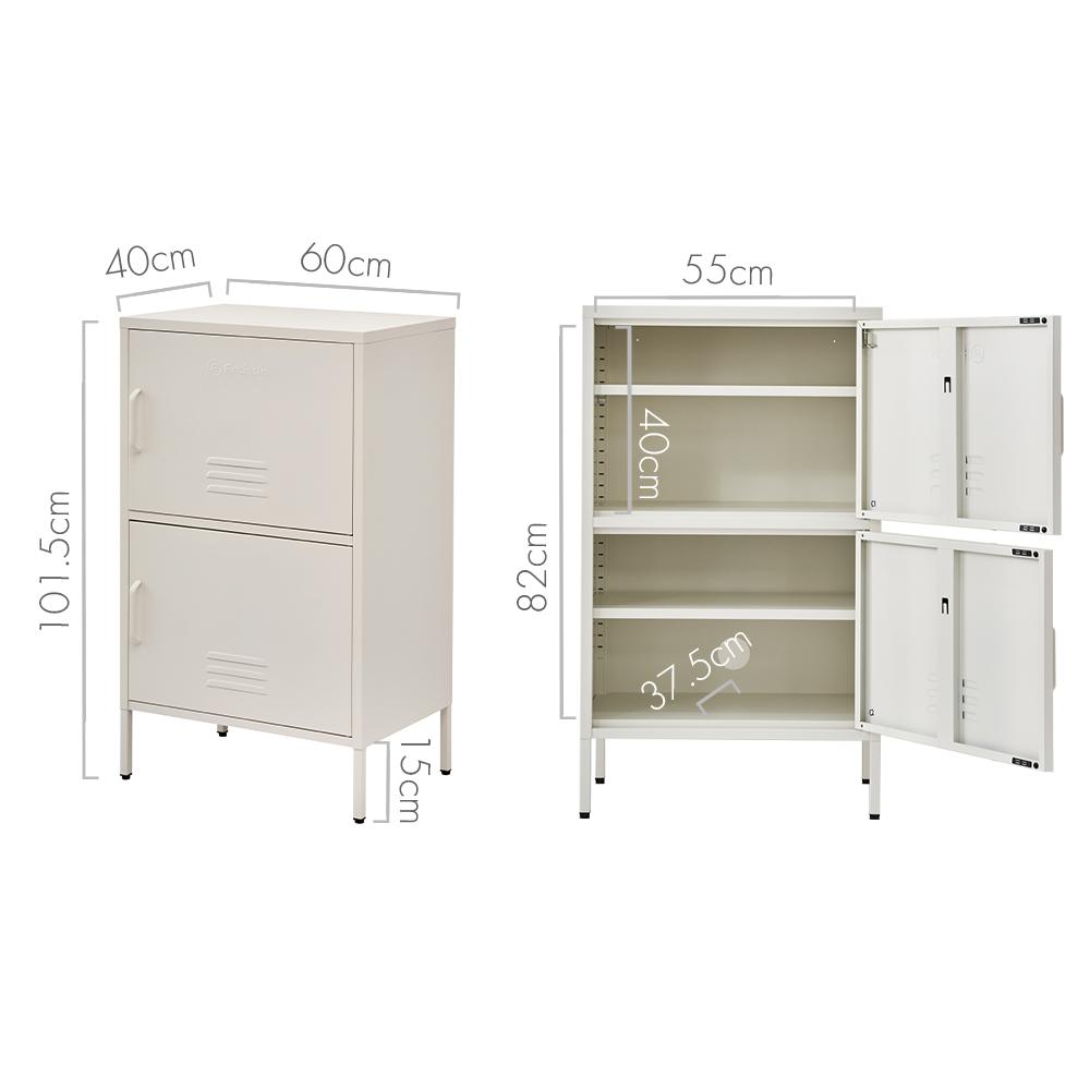 ArtissIn Double Storage Cabinet in White, featuring adjustable shelves and a sleek design, perfect for bedroom organization.