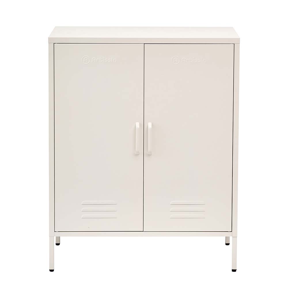 ArtissIn Sweetheart Metal Locker in white, showcasing its stylish design and adjustable shelves, perfect for home organization.