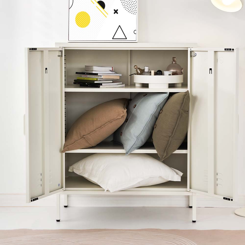 ArtissIn Sweetheart Metal Locker in white, showcasing its stylish design and adjustable shelves, perfect for home organization.