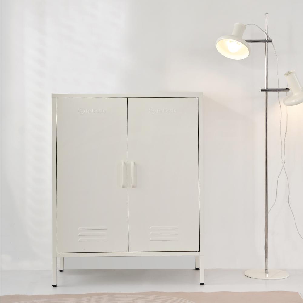 ArtissIn Sweetheart Metal Locker in white, showcasing its stylish design and adjustable shelves, perfect for home organization.