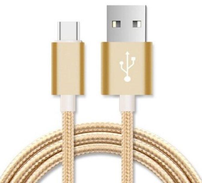 ASTROTEK 2m Micro USB Data Sync Charger Cable in gold color, designed for fast charging and data transfer for various devices.