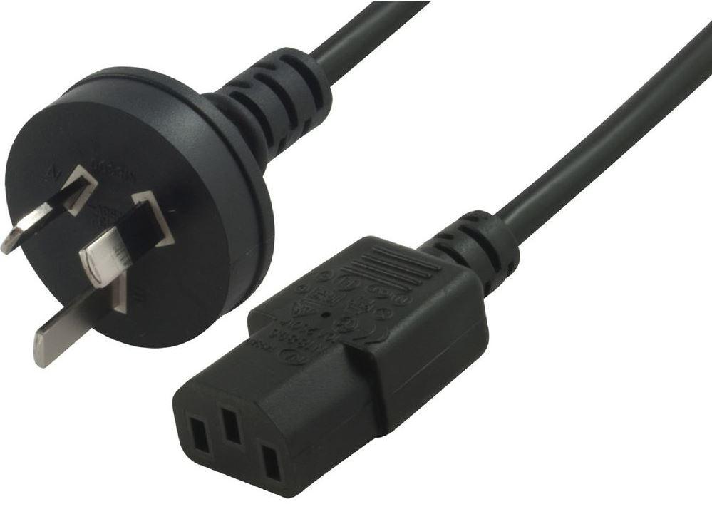 ASTROTEK AU Power Cable 2m with male wall plug and IEC 320-C13 connector, ideal for notebooks and AC adapters.