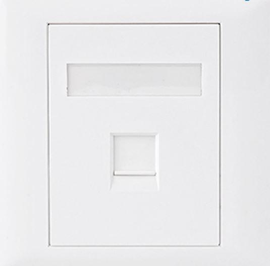 Astrotek CAT5e RJ45 Wall Face Plate in white, 86x86mm size, featuring a single port for Ethernet connection.