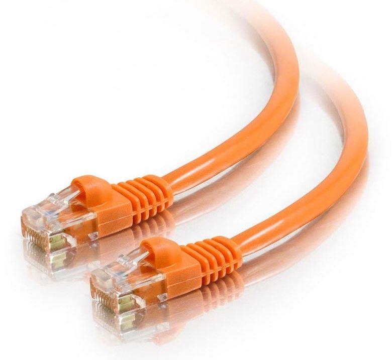 Astrotek CAT6 Cable 10m in vibrant orange color with RJ45 connectors, ideal for high-speed Ethernet networking.