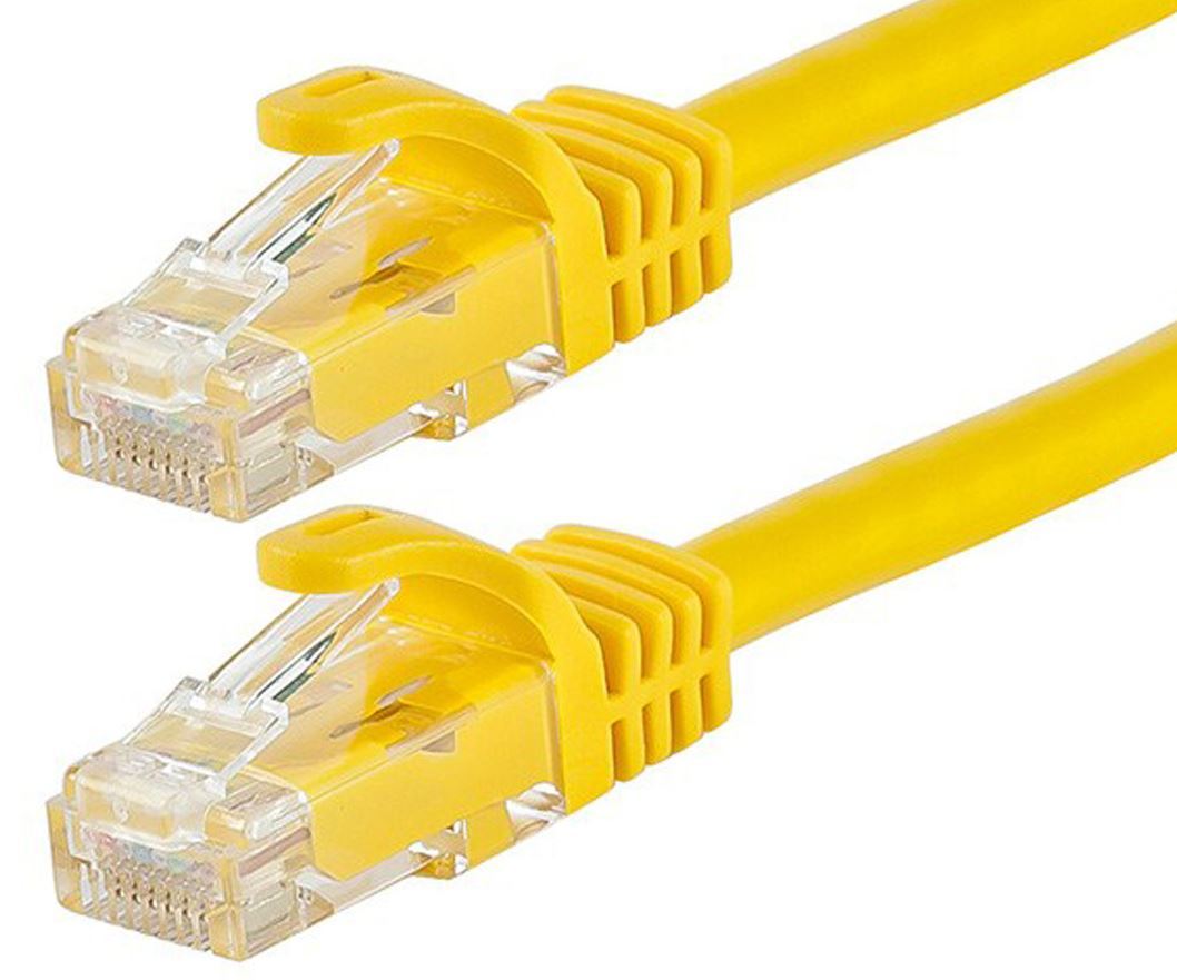 Astrotek CAT6 Cable 20m in yellow with RJ45 connectors, ideal for high-speed Ethernet networking.