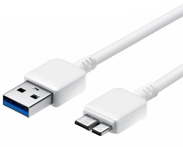 ASTROTEK Data Charging Cable 1m with USB 2.0 Type A Male to Micro B connectors, featuring a white PVC jacket and nickel plated ends.