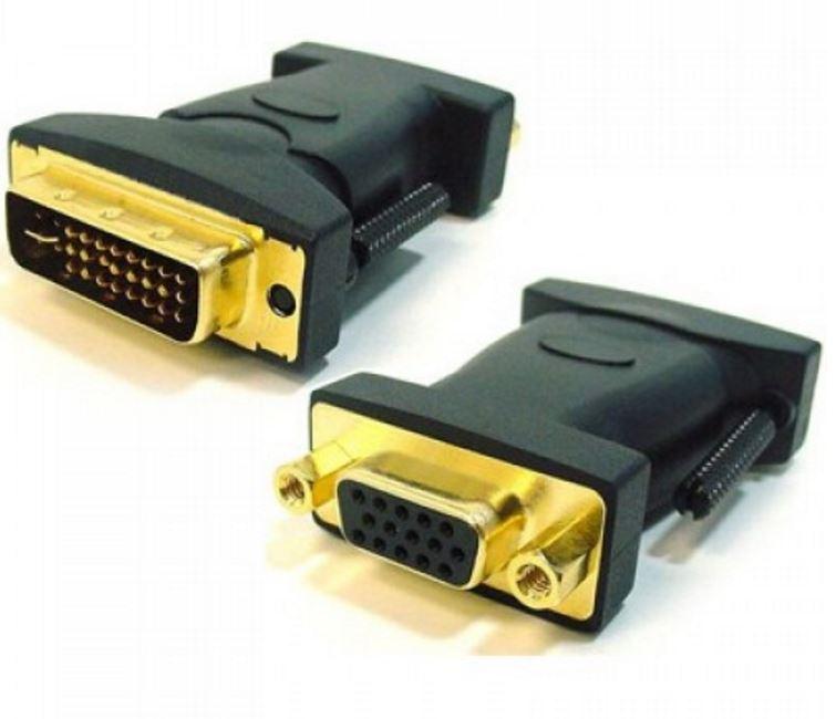 Astrotek DVI to VGA Adapter Converter with gold-plated connectors, showcasing 24+5 pins male and 15 pins female ends.