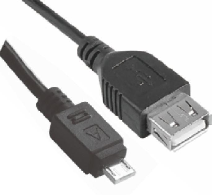 ASTROTEK Micro USB Male to USB Female OTG Adapter Converter Cable in black, showcasing its connectors and compact design.