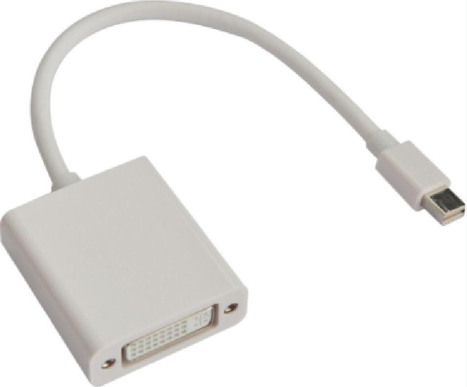 ASTROTEK Mini DisplayPort DP to DVI Cable, 20cm length with male and female connectors, nickel-plated for durability.