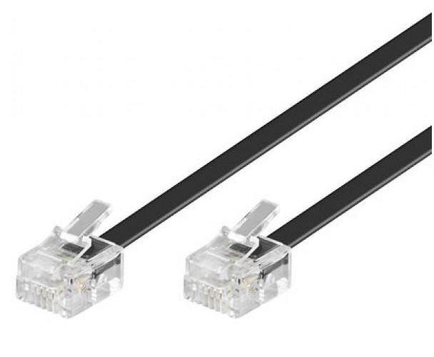 ASTROTEK Telephone 2m extension cable with 6P4C plugs, featuring a durable black PVC jacket.