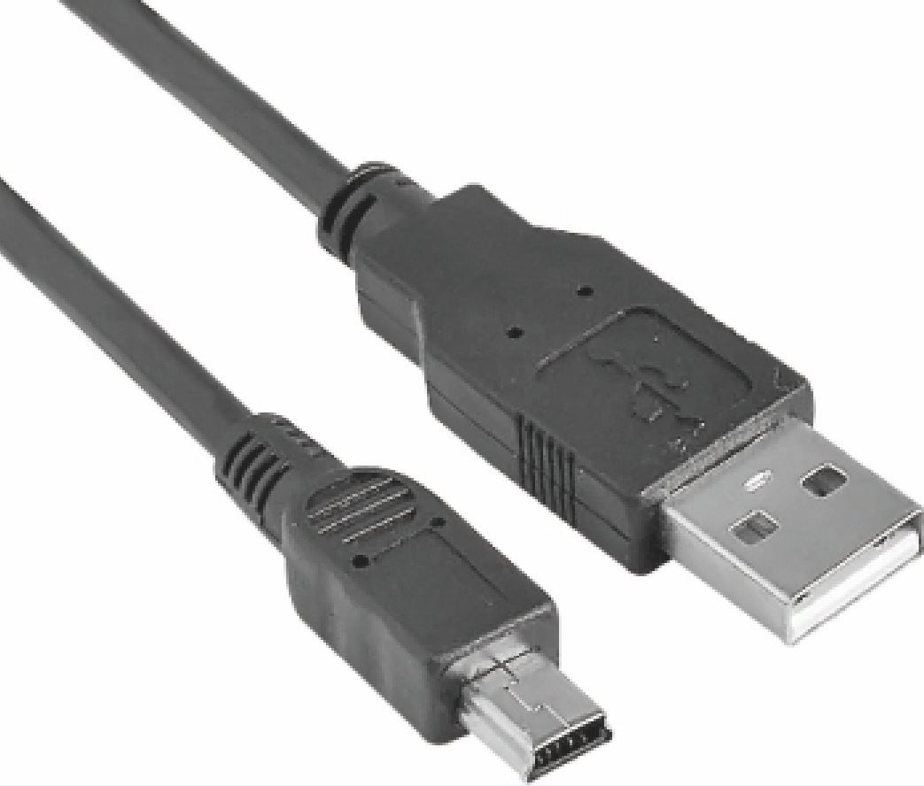 ASTROTEK USB 2.0 Cable 1m in black, Type A Male to Mini B 5 pins Male connectors.