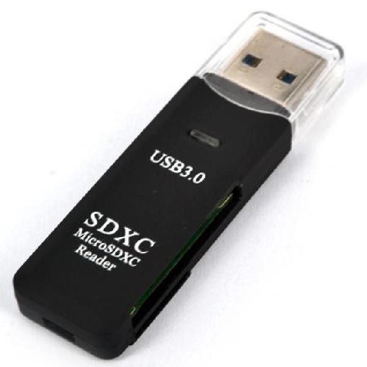 ASTROTEK USB 3.0 Card Reader in black, designed for SD and Micro SD cards, showcasing its compact and sleek design.