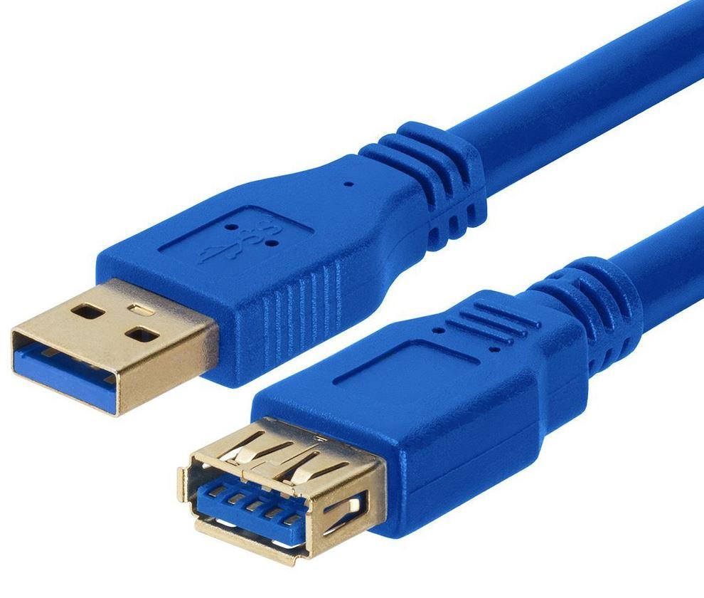 ASTROTEK USB 3.0 Extension Cable 2m in blue, featuring Type A Male and Type A Female connectors.