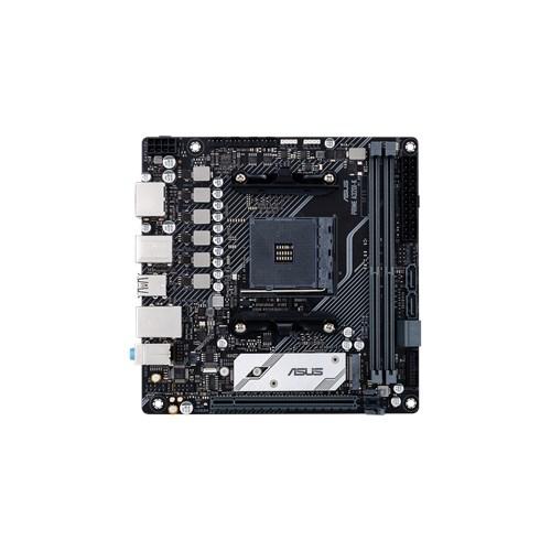 ASUS AMD PRIME A320I-K/CSM AM4 mini-ITX motherboard showcasing Aura Sync RGB lighting and advanced features.