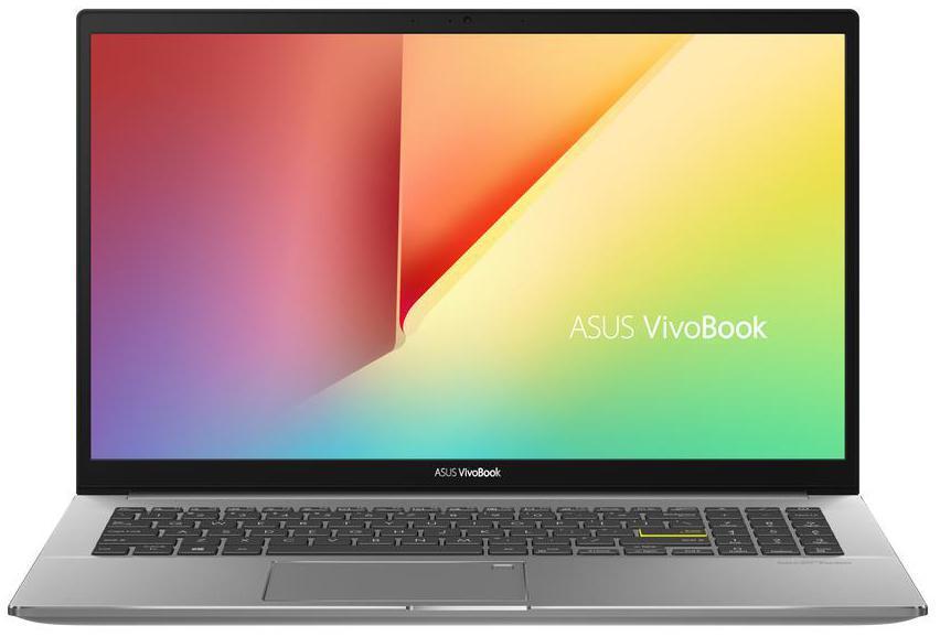 ASUS VivoBook S15 notebook with a 15.6-inch FHD display, Intel i7 processor, and sleek grey design.