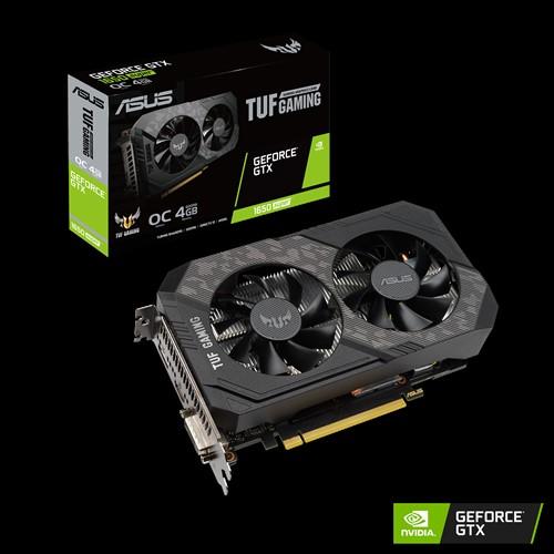 ASUS nVidia Super TUF-GTX1650S-O4G-GAMING OC GTX 1650 Super OC Edition graphics card with sleek design and advanced cooling features.