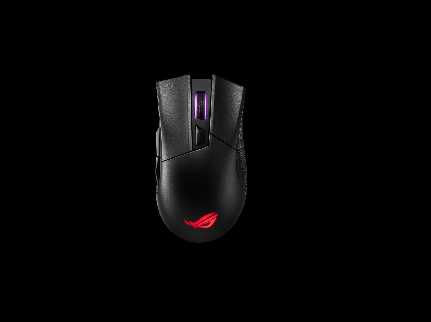 ASUS ROG Gladius II Wireless Gaming Mouse with RGB lighting, showcasing ergonomic design and advanced features.