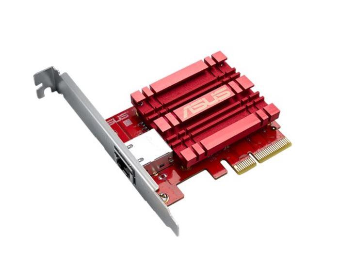 ASUS XG-C100C 10GBase-T PCIe Network Adapter with RJ45 port and sleek design for high-speed networking.