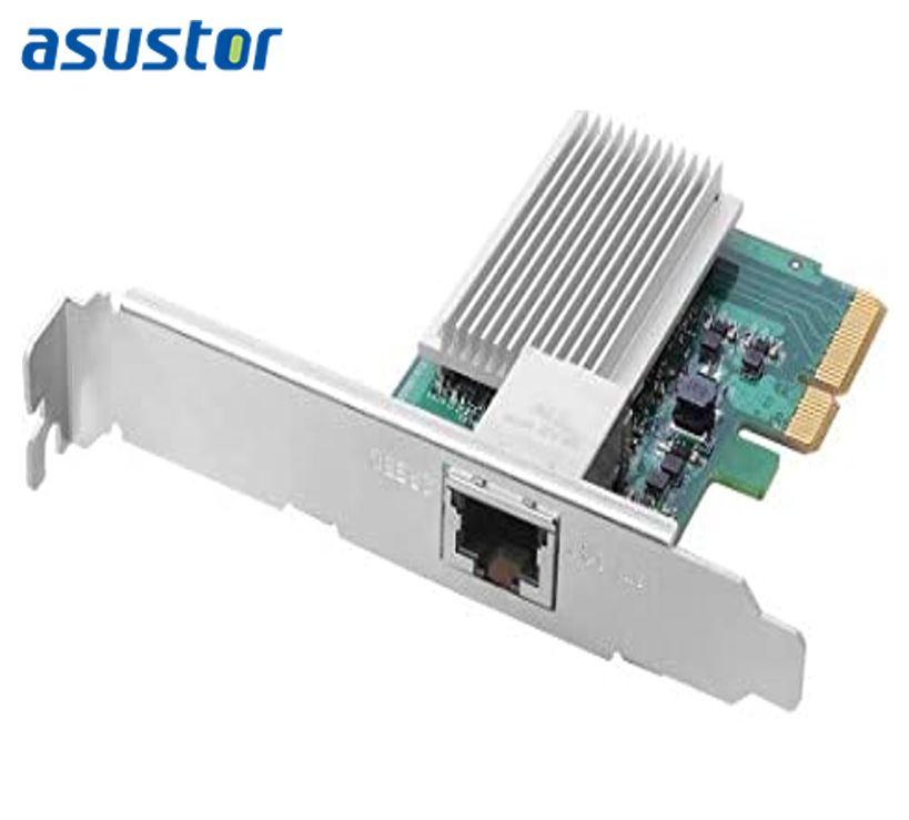 ASUSTOR AS-T10G 10Gbe PCI-E Network Adapter with sleek design and PCI-E connector.