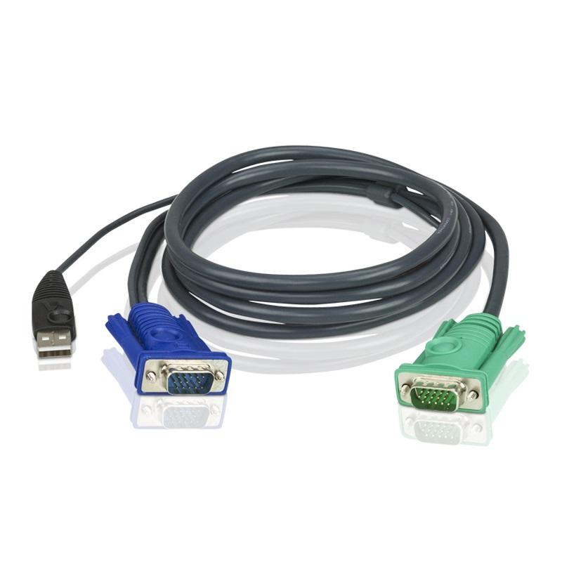 Aten 1.2m USB KVM Cable with 3-in-1 SPHD console connector and HDB & USB connectors for seamless device connectivity.