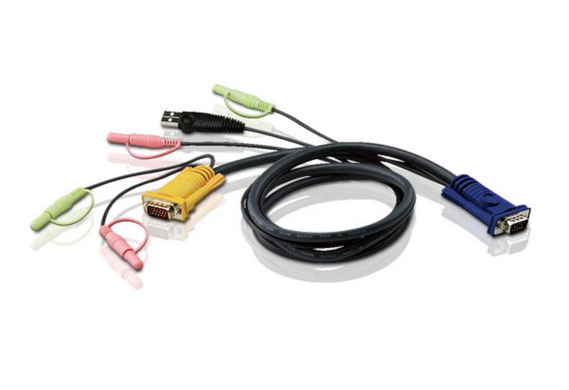 ATEN KVM Cable 1.2m featuring VGA, USB, and audio connectors for seamless device integration.