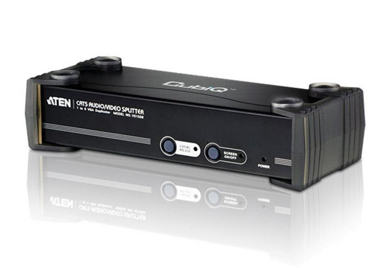 ATEN Professional Video Splitter 8 Port VGA Video Splitter over Cat5, showcasing multiple output ports and a sleek design.