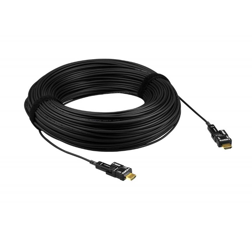 ATEN True 4K 60m HDMI 2.0 Hybrid Active Optical Cable with gold-plated connectors, designed for high-speed data transfer.