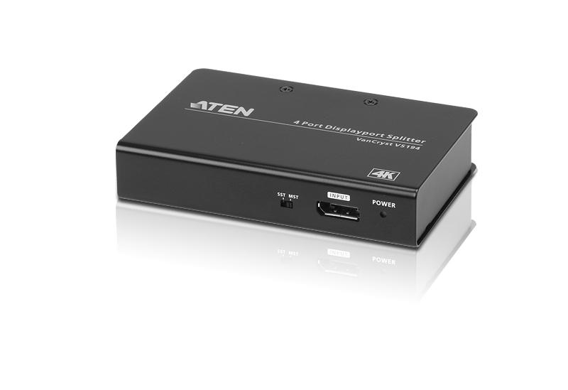 ATEN Video Splitter 4 Port DisplayPort with multiple output connections for 4K displays.