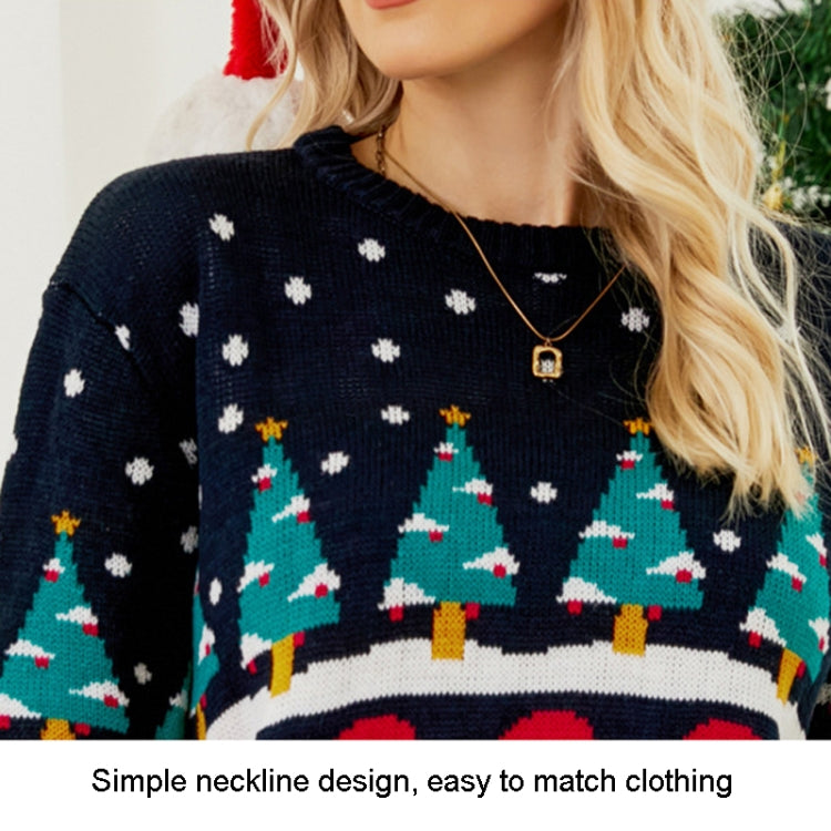 A cozy Autumn and Winter Women Pullover Sweater featuring a festive Christmas tree knit design, perfect for holiday celebrations.