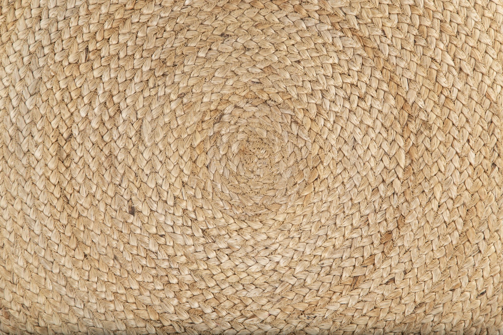 Ava Round Jute Pouf in natural color, showcasing its textured woven design and round shape, perfect for home decor.