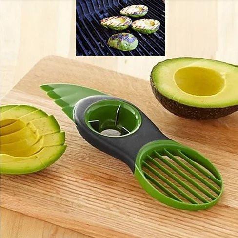 Avocado Joy 3-in-1 tool for slicing, pitting, and chopping avocados, featuring stainless steel blades and a BPA-free design.