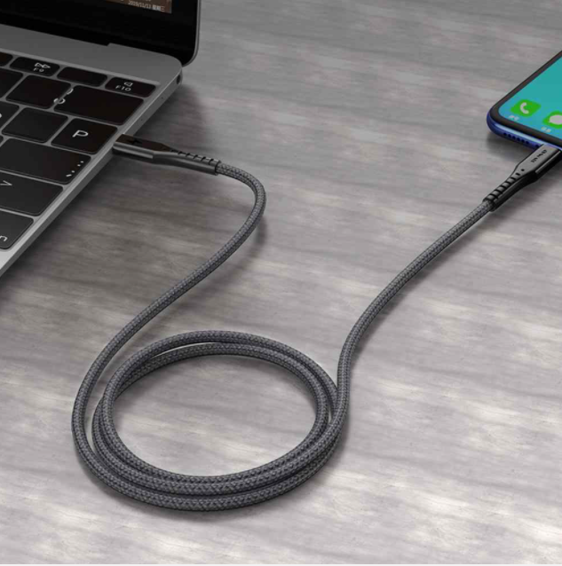 Awei Fast Charging Cable PD3.0 Type-C to Lightning, featuring a durable braid wire design, ideal for quick charging of iPhone and iPad devices.