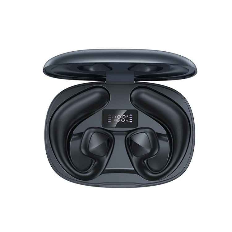 Awei T67 Air Conduction TWS Bluetooth Earbuds in black, showcasing their sleek design and earhook style.