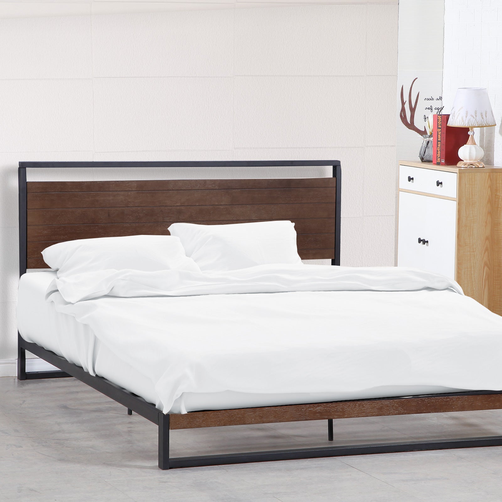 Azure Bed Frame with Comforpedic Mattress and Bamboo Quilt, showcasing modern design and comfort features.