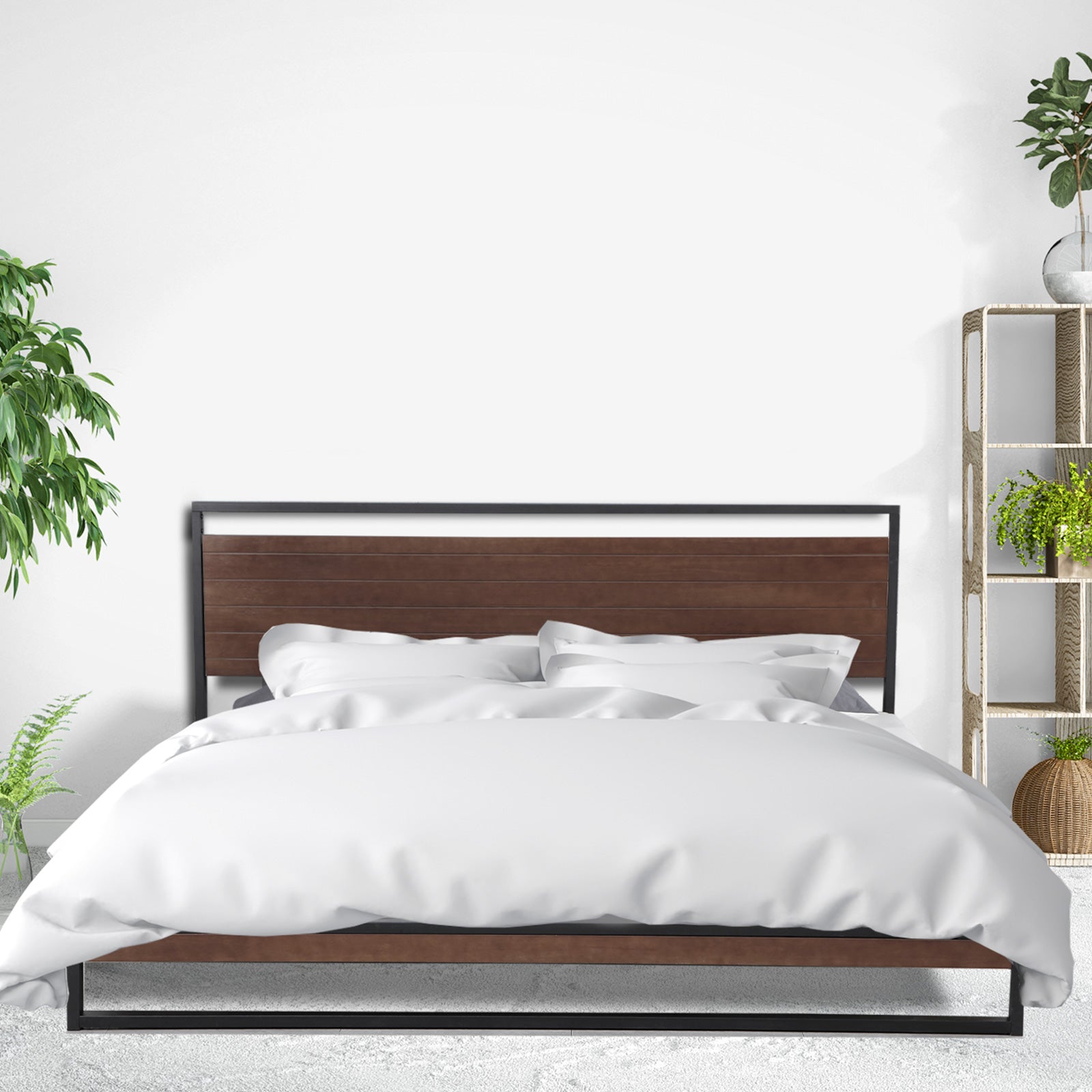 Azure Bed Frame with Comforpedic Mattress and Bamboo Quilt, showcasing modern design and comfort features.