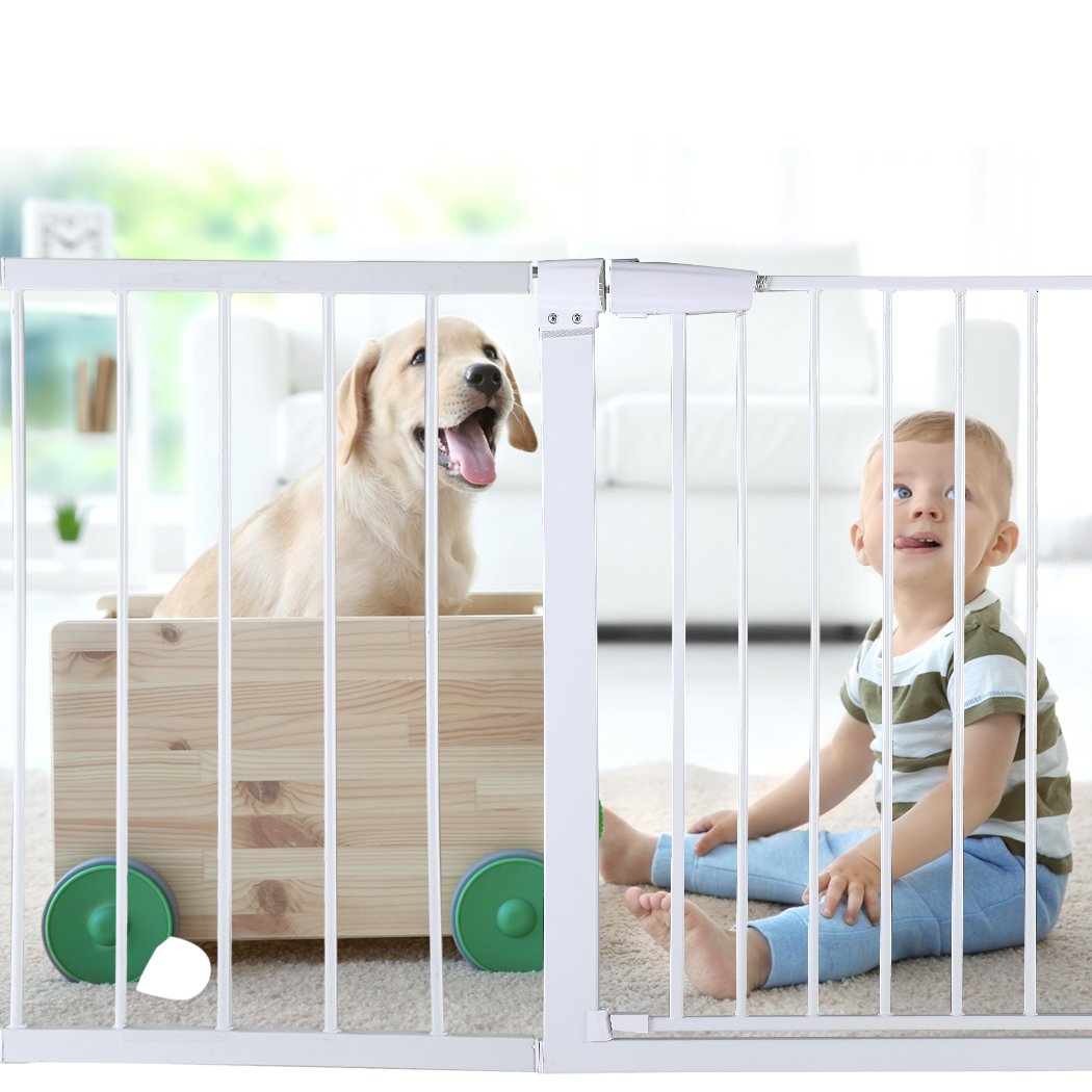 White 45cm security gate extension panel for baby and pet safety.