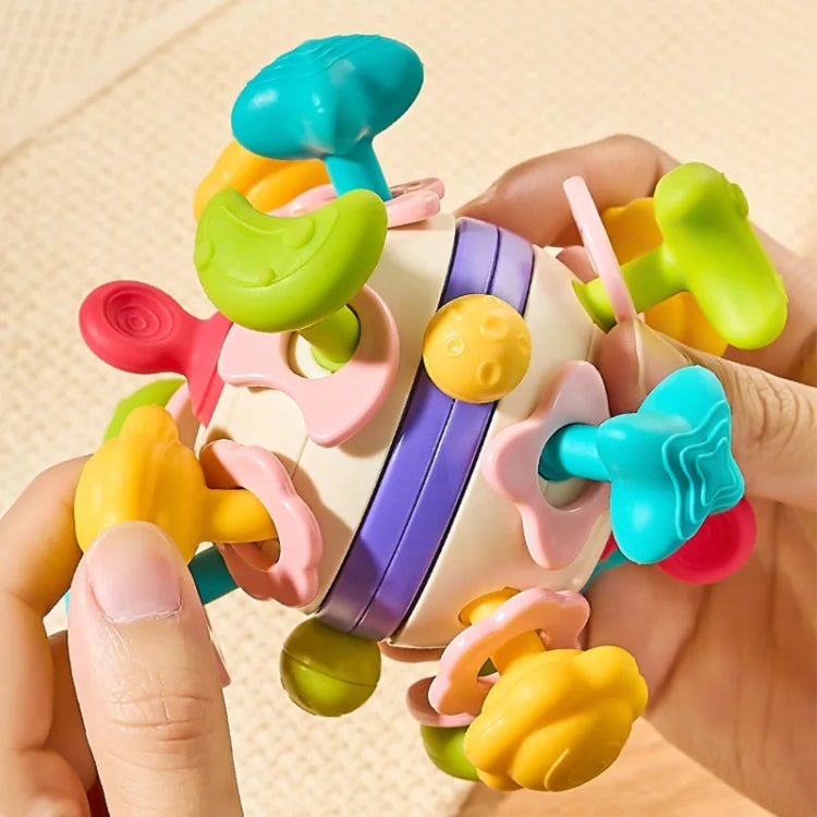 Colorful Baby Puzzle Fun Finger Pumping Toy designed for early teaching, featuring soft material and cartoon shapes to engage infants.