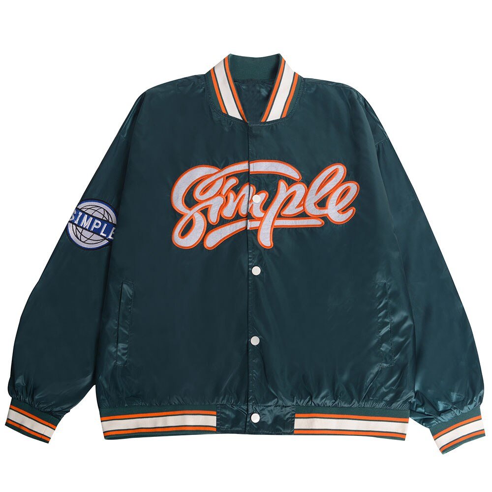 Men's vintage baseball jacket featuring letter embroidery and patchwork design, perfect for autumn streetwear.