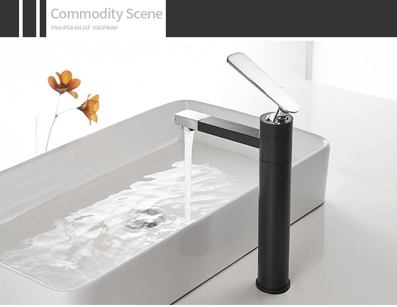 Brass bathroom faucet with a swivel spout and chrome finish, designed for vessel sinks.